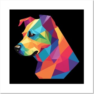 Geometrical Dog, vibrant, calm brown eyes Posters and Art
